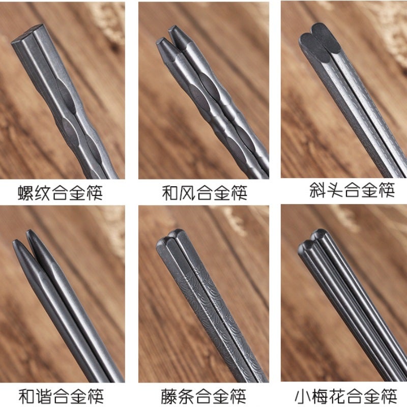 Japanese-Style Pointed Alloy Chopsticks 10 Pairs Restaurant Commercial Sushi Cuisine Chopsticks High Temperature Sterilization Mildew Proof Household - Image 3