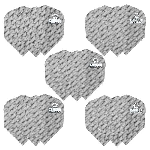Harrows Carbon Flights| Set of x5 Premium Extra Strong Dart Flight Bag (15 Flights) (Silver) - Image 1