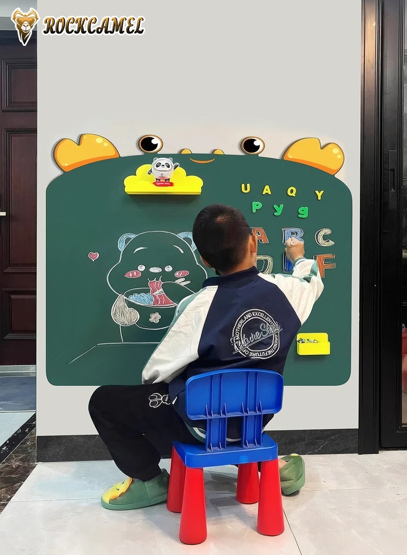 ROCKCAMEL لوحة رسم مغناطيسية للحائط، لوحة رسم فنية للأطفال مع ملصقات كرتونية ومجموعة مغناطيس، سهلة الفك، لا تسبب ضررًا للحائط، سبورة بيضاء كبيرة قابلة للإزالة 88 × 120 سم - Image 2
