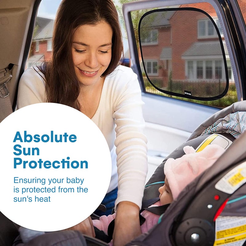 Enovoe Car Window Shades for Baby (4 Pack) - 21"x14" - Sun Shade Blocker, Cling - Glare Shield and UV Rays Protection for Your Child - Side Windows Screens for SUV- Mesh Window Shades for Car Baby - Image 3