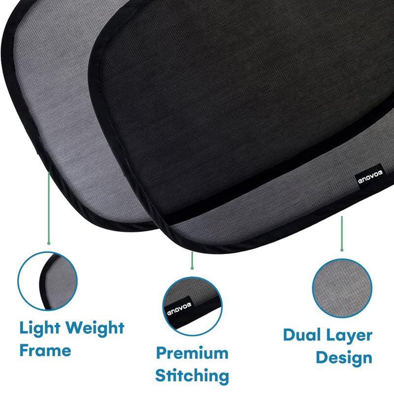 Enovoe Car Window Shades for Baby (4 Pack) - 21"x14" - Sun Shade Blocker, Cling - Glare Shield and UV Rays Protection for Your Child - Side Windows Screens for SUV- Mesh Window Shades for Car Baby - Image 5