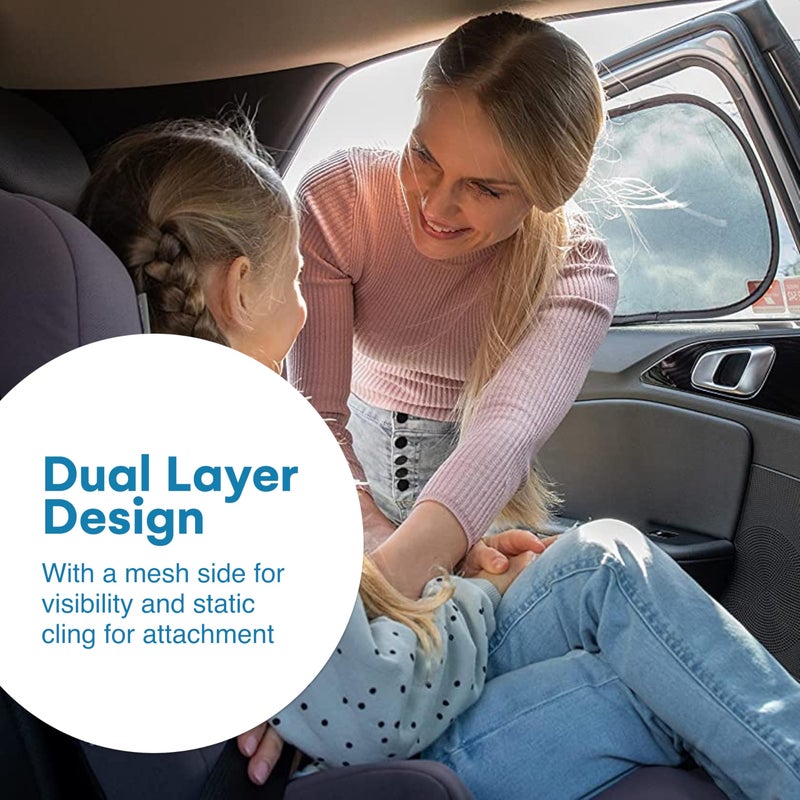 Enovoe Car Window Shades for Baby (4 Pack) - 21"x14" - Sun Shade Blocker, Cling - Glare Shield and UV Rays Protection for Your Child - Side Windows Screens for SUV- Mesh Window Shades for Car Baby - Image 4