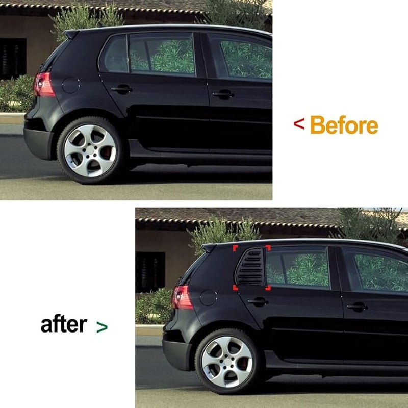 غطاء فتحات تهوية النافذة الجانبية الخلفية من Golf 5 MK5، مصنوع من ألياف الكربون وABS، جناح، عبوة مزدوجة - Image 3