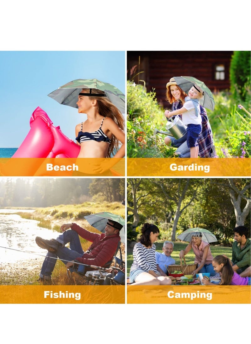 Generic Umbrella Hat 65cm Sunscreen Windproof Hands Free Head Umbrella Cap UV Protection Umbrella Hats Head Mounted Umbrella Top Folding Hat Umbrella for Fishing Beach Outdoor Golf Sunshade - Image 5