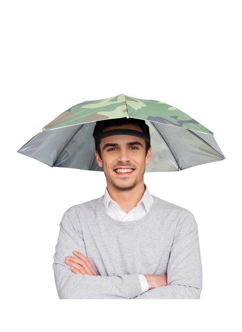 Generic Umbrella Hat 65cm Sunscreen Windproof Hands Free Head Umbrella Cap UV Protection Umbrella Hats Head Mounted Umbrella Top Folding Hat Umbrella for Fishing Beach Outdoor Golf Sunshade - Image 2