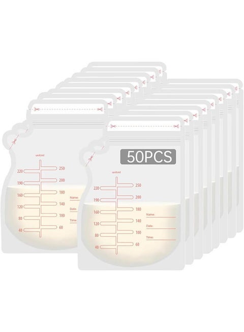 50Pcs 250ML Breastmilk Storage Bags for Breastfeeding Doubled Sealed Breast Milk Storing Bags BPA Free Self Standing Breastmilk Bags