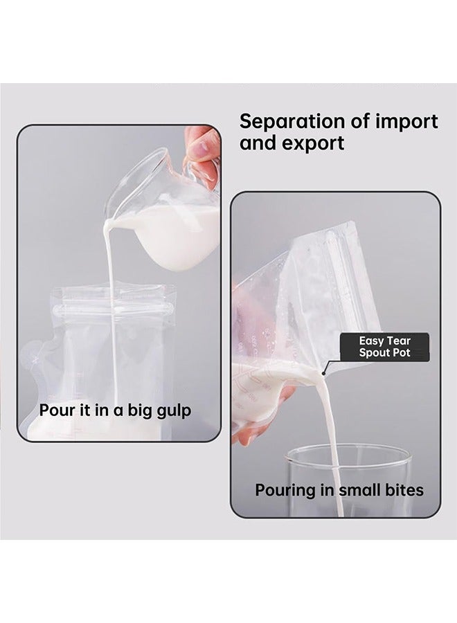 50Pcs 250ML Breastmilk Storage Bags for Breastfeeding Doubled Sealed Breast Milk Storing Bags BPA Free Self Standing Breastmilk Bags