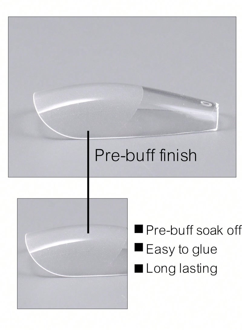 550pcs Short Coffin Soft Gel Nail Tips - Semi-Frosted Transparent Press-On Nails for DIY & Salon, Easy to Use with UV Gel, French Design Artificial Nails, 12 Sizes with Storage Box, Nail Extension, Short Coffin - Image 5