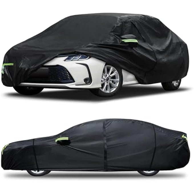 rayihni Car Cover Custom Fit for Toyota Corolla 2000-2025,Honda Civic 1991-2025,6 Layers Truck Cover Waterproof All Weather for Automobiles,Outdoor Full Exterior Cover,Rain, Sun, Wind Protection,Black - Image 1