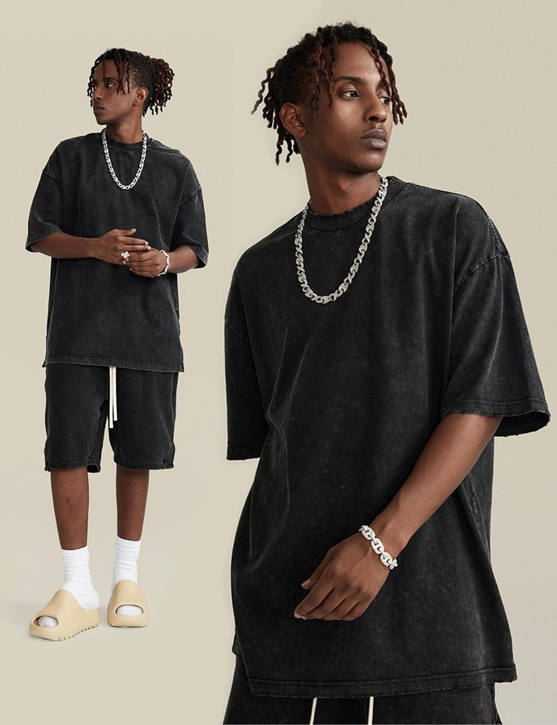 Arssm 3 Pack Men Oversized T Shirts Vintage Tee Loose Fit Short Sleeve Casual Streetwear Baggy Washed Unisex Tops(BlackBlackBlack-XXL) - Image 2