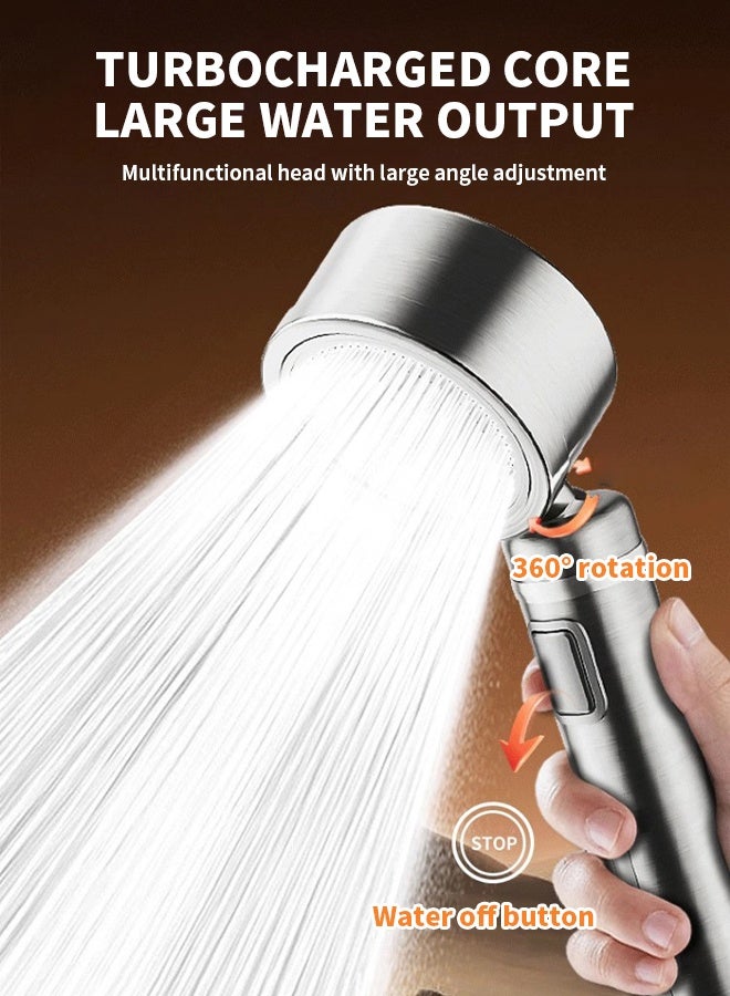 304 Stainless Steel Handheld Shower Head with Shower Filter for Chlorine Removal and Hair Skincare Protection, Bathroom Shower with 1.5m Hose, High Pressure Water Saving - Image 3