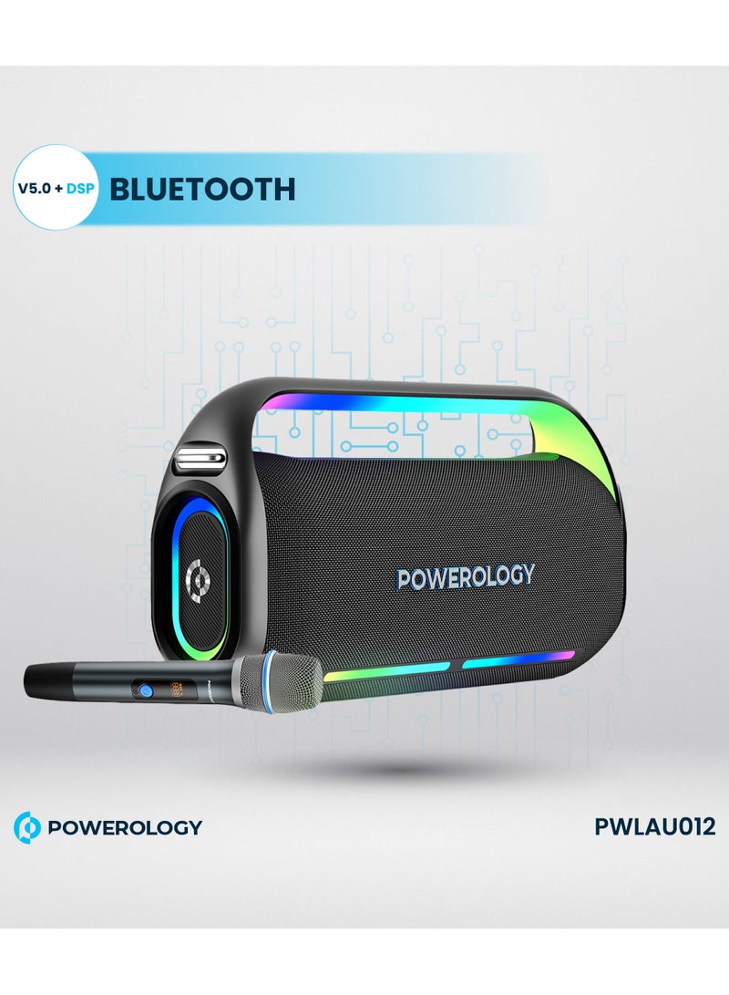 Powerology TWS Karaoke Speaker 150W with Wireless Microphone / Deep Bass Party Speaker / Atmospheric Light / Power Bank Function - Black/Silver - Image 5