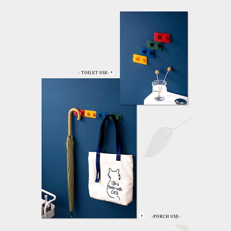 Double Hook 8 قطع خطافات حائط قوية لاصقة لتعليق حقيبة الظهر، المنشفة، المفاتيح، المعطف - Image 5