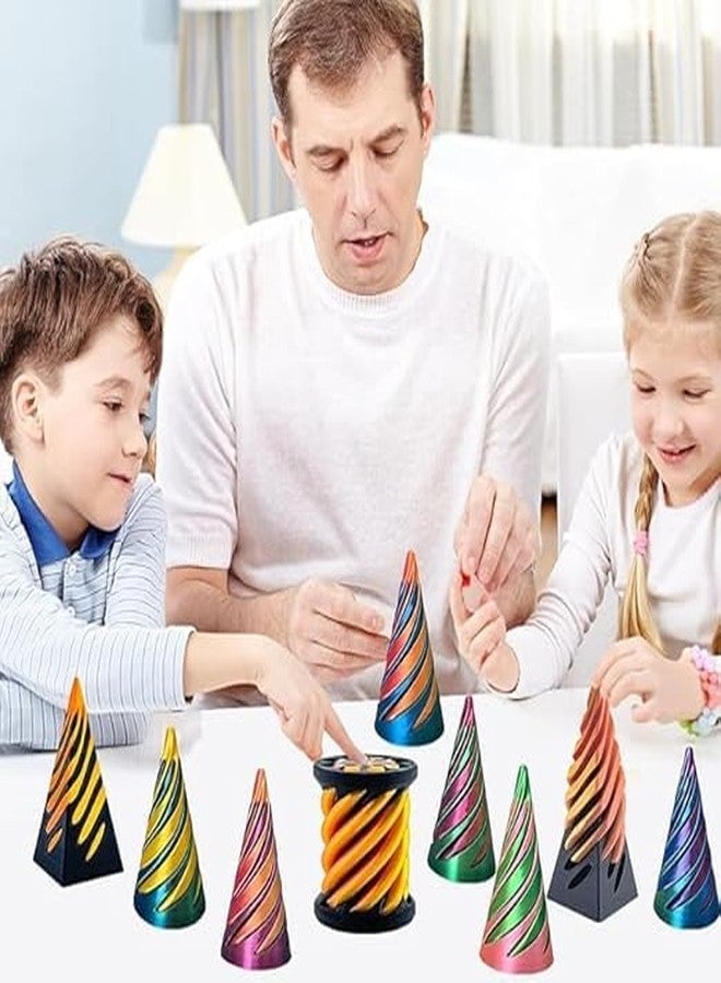 3D Craft 3D Spiral Twist Cone Puzzle Toy, Educational Fidget Toy, Yellow and Green (Red and Green (2 pics), 1) - Image 2