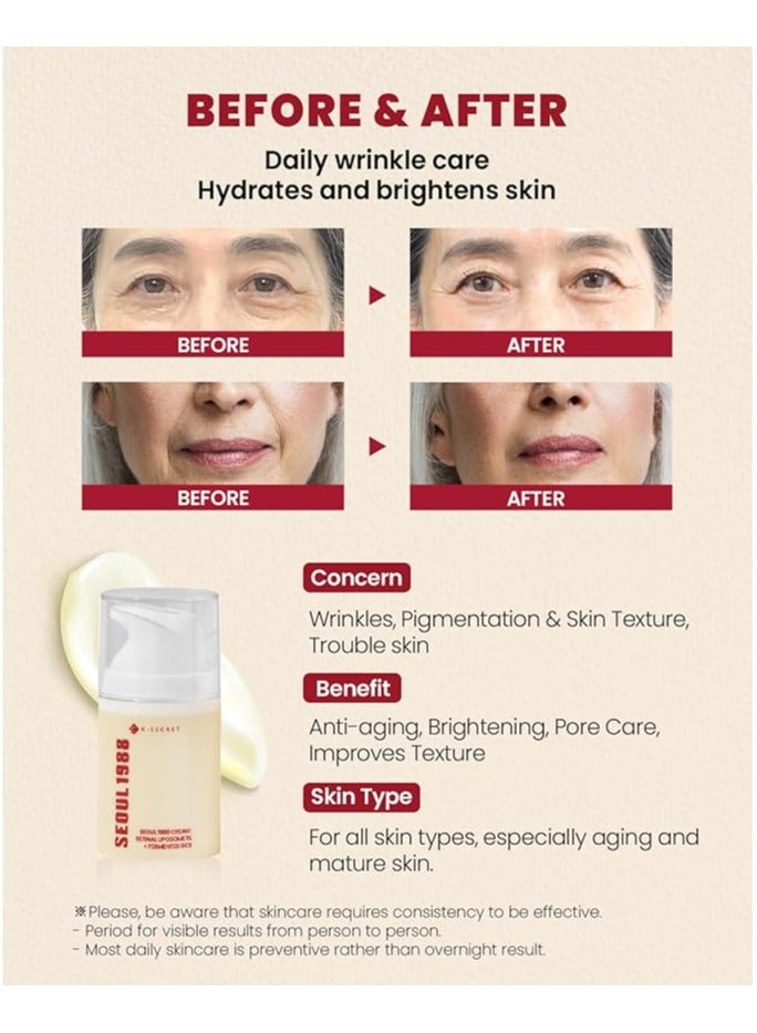 K-SECRET SEOUL 1988 Cream : Retinal Liposome 1% + Fermented Rice 50 ml - Image 4
