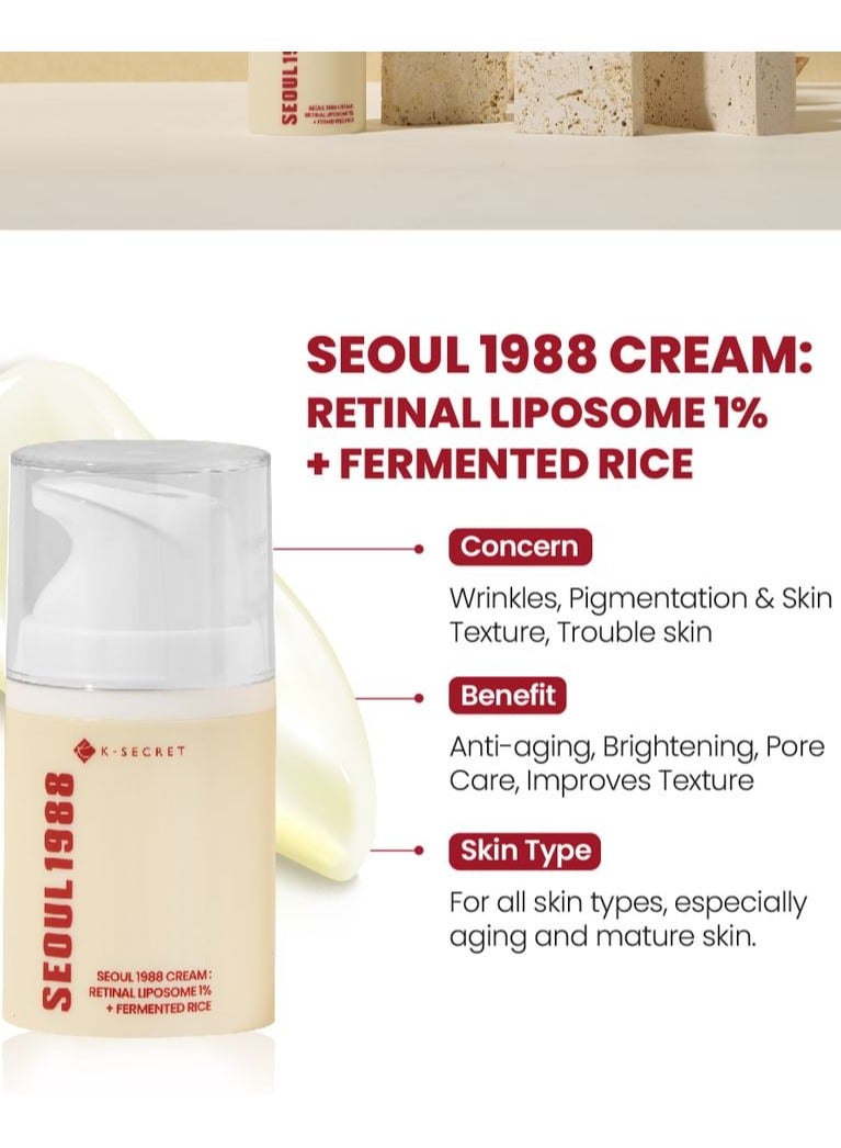 K-SECRET SEOUL 1988 Cream : Retinal Liposome 1% + Fermented Rice 50 ml - Image 3