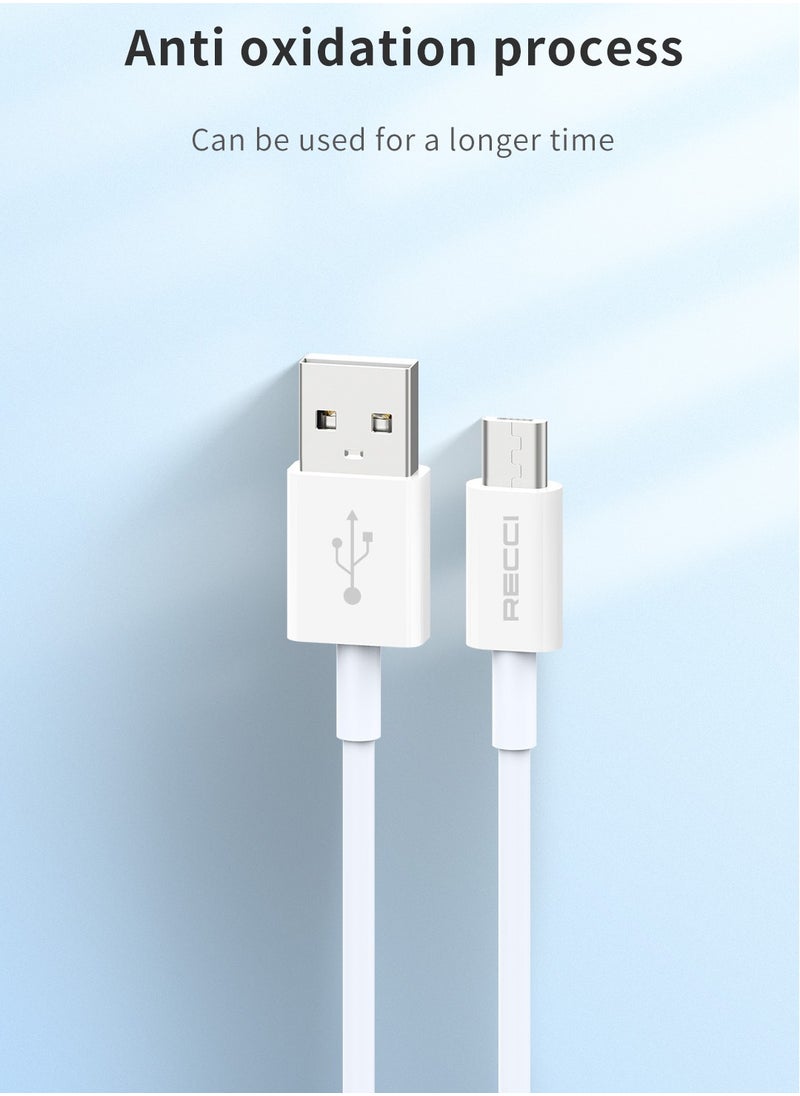 Recci - Type C Cable 3A Fast Charging Cable USB A to C Data Cable Durable and Anti Swing Compatible for iPhone15/16 Huawei Xiaomi White 1M - Image 1