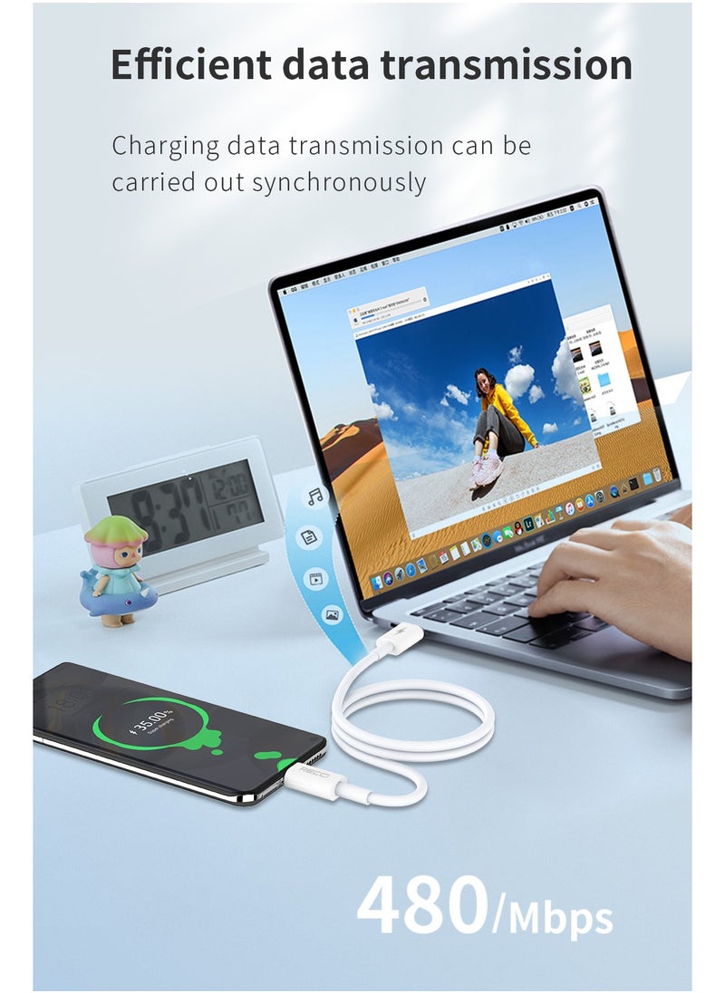Recci Type C Cable 3A Fast Charging Cable USB A to C Data Cable Durable and Anti Swing Compatible for iPhone15/16 Huawei Xiaomi White 1M  - Image 4
