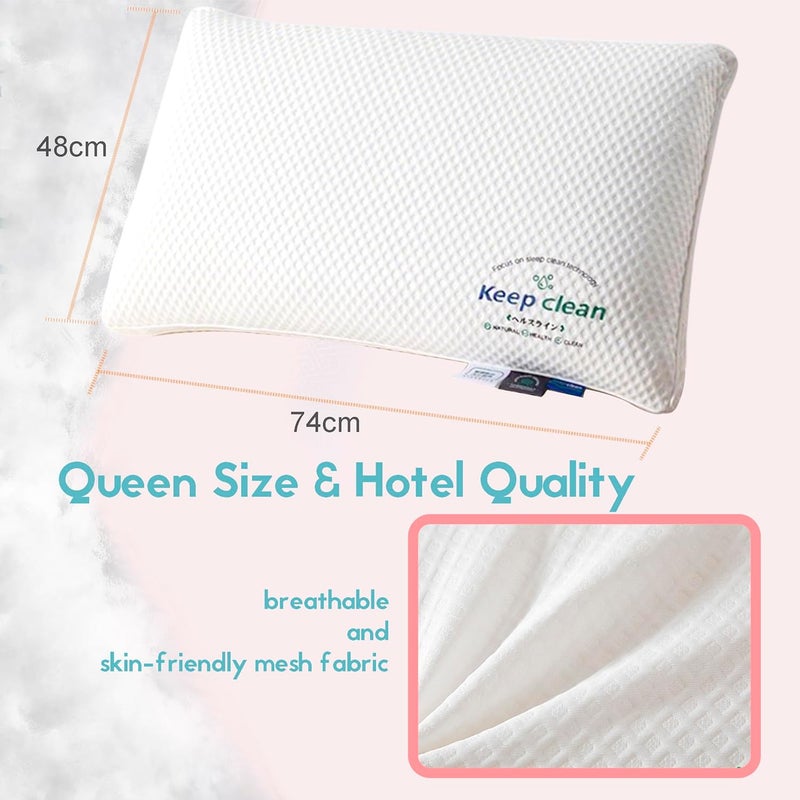 Bed Pillow for Sleeping,Queen Size Breathable and Soft with Hotel Quality, Gusseted Pillow Ergonomic Support for Back, Stomach or Side Sleeper 48x74cm - Image 4