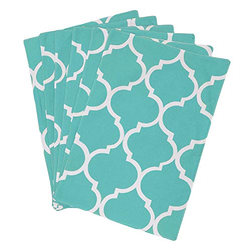 Dekor World Ogee Printed Aqua Table Runner with 4 Pcs Place Mat (33x120cm/33x47cm) (Pack of 5 Pcs)-4 Seater Dinning & Center Table - Image 3