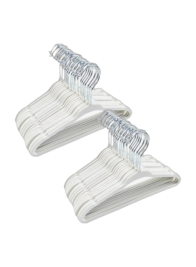 Noon East Pack of 2 - 20 Piece Kid Velvet Hangers - Nursery Clothes Hangers Non Slip Toddler Hangers, 360 Degree Swivel Hook, White 16.99x28cm - Image 1
