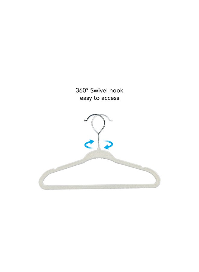 Noon East Pack of 2 - 20 Piece Kid Velvet Hangers - Nursery Clothes Hangers Non Slip Toddler Hangers, 360 Degree Swivel Hook, White 16.99x28cm - Image 5
