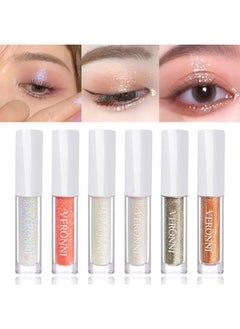 VERONNI Liquid Glitter Eyeshadow 6 Colors Metallic Glitter Shimmer Eye Shadow Makeup Kit Pigmented Quick Drying Waterproof Long Lasting Sparkling Eye Glitter Make Up  - Image 2