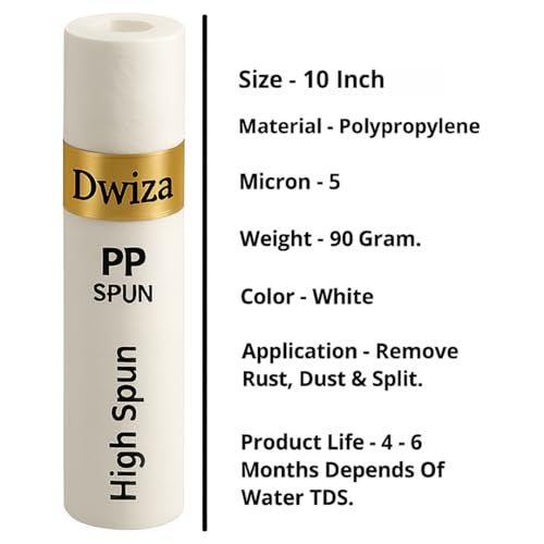 Dwiza Enterprise 10 Inch High Density PP Spun Filters for All Type RO Water Purifiers | 5 Micron Water Filter Candle | Pre-Filter Cartridge | Outer Filter Candle - 06 Spun Filters - Image 2