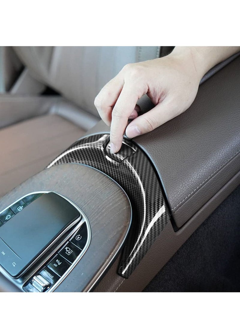 Y&D Car Interior Center Console Armrest Storage Box Release Button Switch Protective Cover Trim for Mercedes Benz C Class W205 GLC X253 Accessories 2015-2020(Carbon Fiber Color)  - Image 4