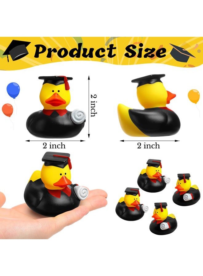 Sratte 24 Pack 2" Rubber Ducks in Bulk Graduation Diploma Tiny Rubber Duck 2025 Grad Cruise Ducks for Adults Graduates Gift Prize Graduation Party Decorations(Black, Red) - Image 2