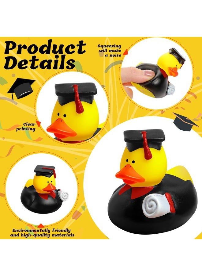 Sratte 24 Pack 2" Rubber Ducks in Bulk Graduation Diploma Tiny Rubber Duck 2025 Grad Cruise Ducks for Adults Graduates Gift Prize Graduation Party Decorations(Black, Red) - Image 3