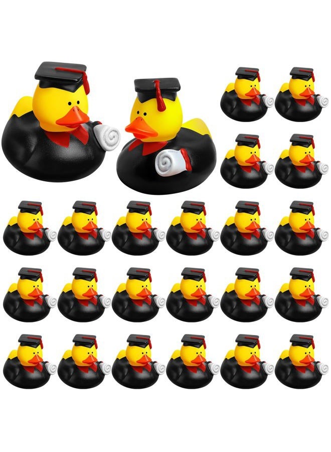 Sratte 24 Pack 2" Rubber Ducks in Bulk Graduation Diploma Tiny Rubber Duck 2025 Grad Cruise Ducks for Adults Graduates Gift Prize Graduation Party Decorations(Black, Red) - Image 1