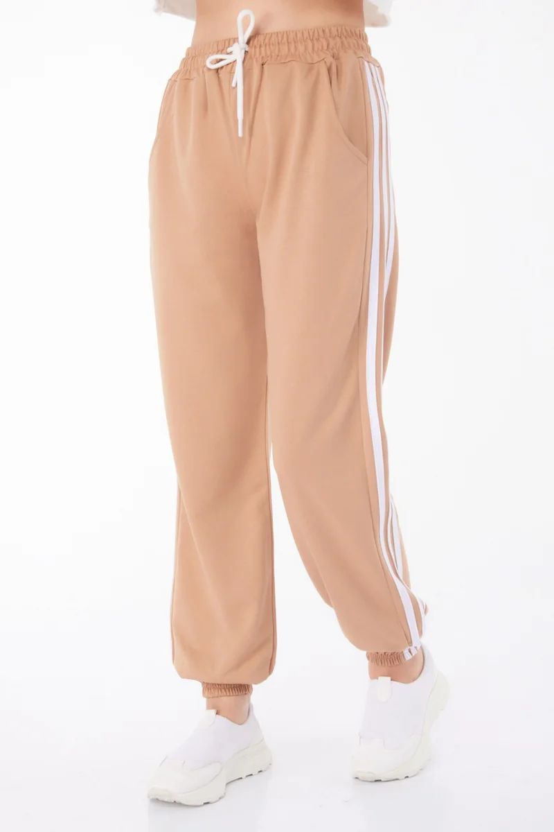 Tofisa Plain Medium Women's Mink Striped Sweatpants - 25953