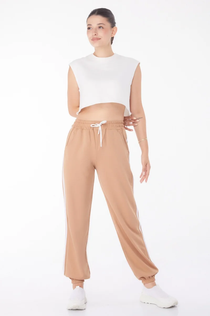 Tofisa Plain Medium Women's Mink Striped Sweatpants - 25953