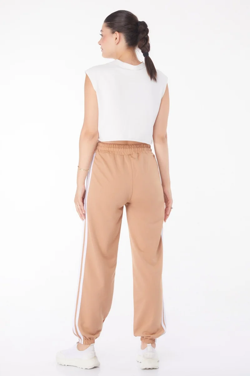 Tofisa Plain Medium Women's Mink Striped Sweatpants - 25953