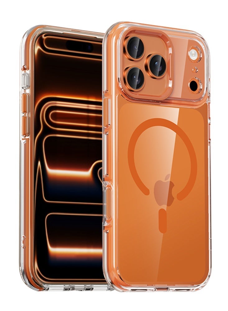 Magnetic Compatible with iPhone 17 Pro Case , Upgraded Compatible with Magsafe Non-Yellowing Protective Shockproof Bumper Phone Cover - orange - Image 1