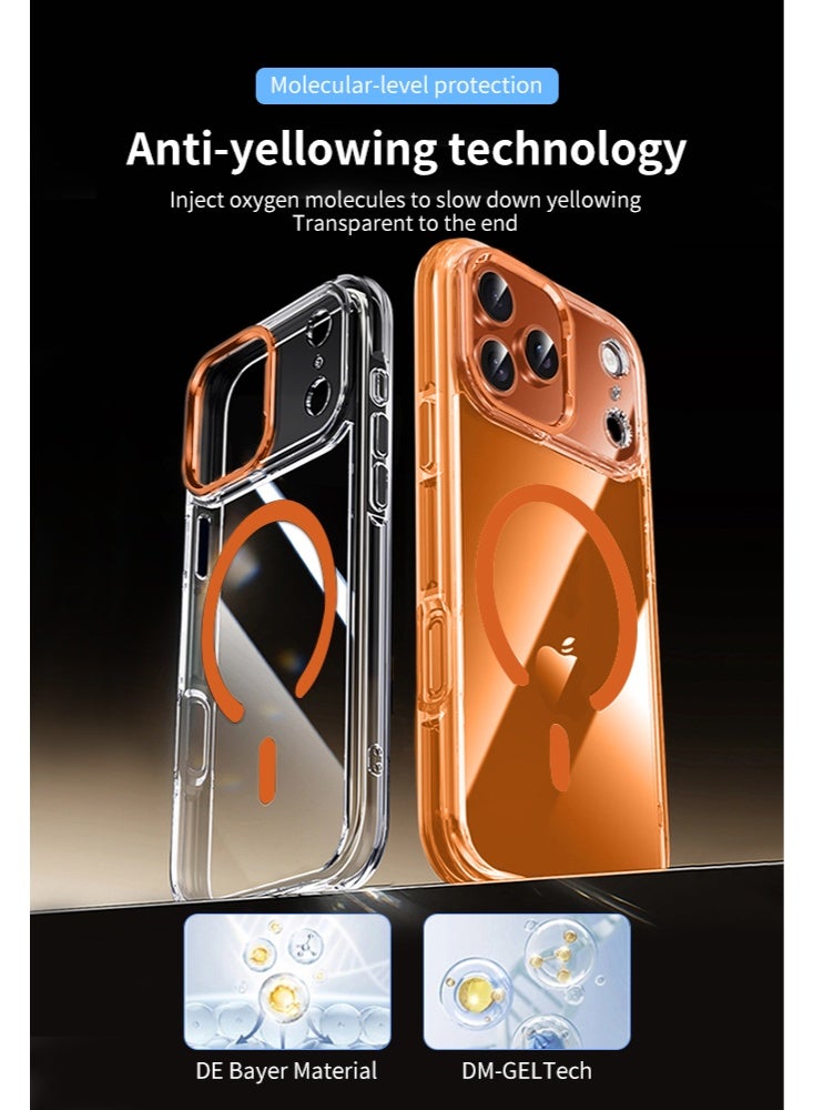 Magnetic Compatible with iPhone 17 Pro Case , Upgraded Compatible with Magsafe Non-Yellowing Protective Shockproof Bumper Phone Cover - orange - Image 2