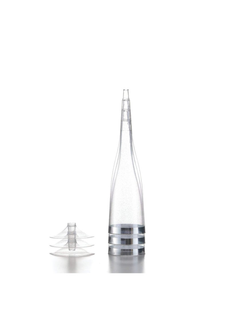 12 PCS Plastic Champagne Flutes Sliver Glitter Plastic Cups 6.5 OZ Clear Plastic Cups Tumblers, Fancy Disposable Hard Plastic Cups with Sliver Glitter, Premium Wedding Cups Elegant Party Cups - Image 2