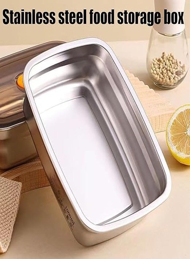 VIHANCO Food Storage Container with Silicone Lid, Rectangle, Reusable Stainless Steel Storage Box, Food/Snack Container Used to Home, Travel, Camping, Picnic (1000ml + 1500ml) - Image 3