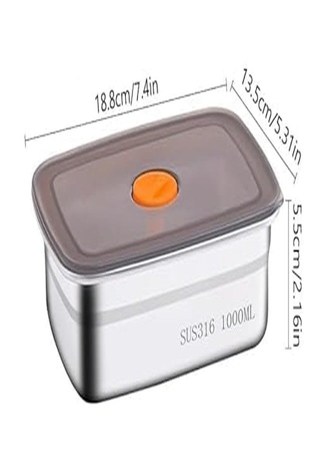VIHANCO Food Storage Container with Silicone Lid, Rectangle, Reusable Stainless Steel Storage Box, Food/Snack Container Used to Home, Travel, Camping, Picnic (1000ml + 1500ml) - Image 2