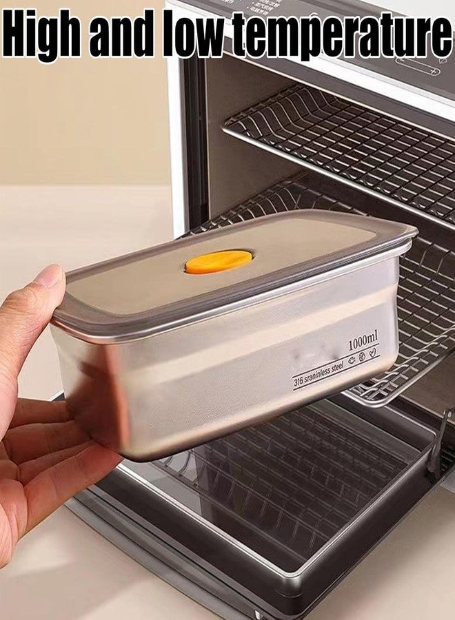 VIHANCO Food Storage Container with Silicone Lid, Rectangle, Reusable Stainless Steel Storage Box, Food/Snack Container Used to Home, Travel, Camping, Picnic (1000ml + 1500ml) - Image 5