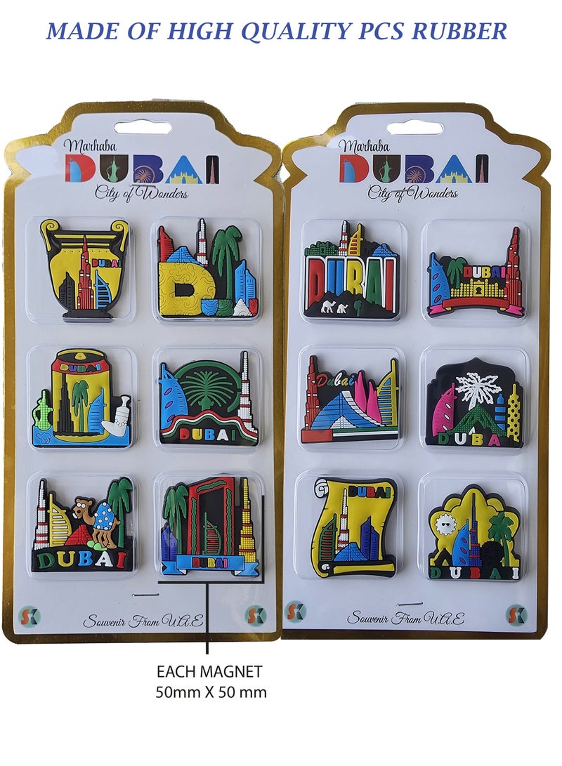 Souvenir Souq Fridge Magnet Soft rubber 06 pcs PVC Vibrant Colorful Dubai Iconic Landmarks - Image 2