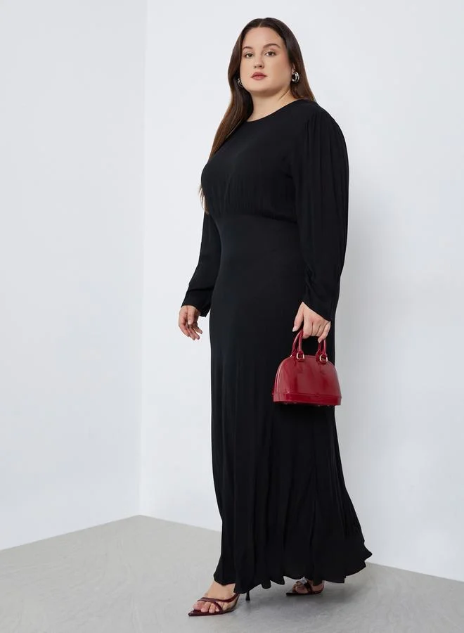 Styli Styli Plus Size Black Column Maxi Dress