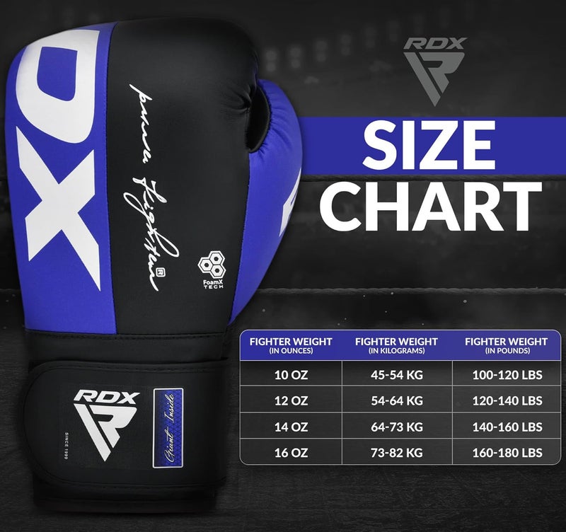 RDX Boxing Gloves - Maya Hide Leather Training Gloves for Muay Thai, Kickboxing, Sparring, and Home Gym -10 OZ |Blue/Black (BGR-F4U-10OZ) - Image 5