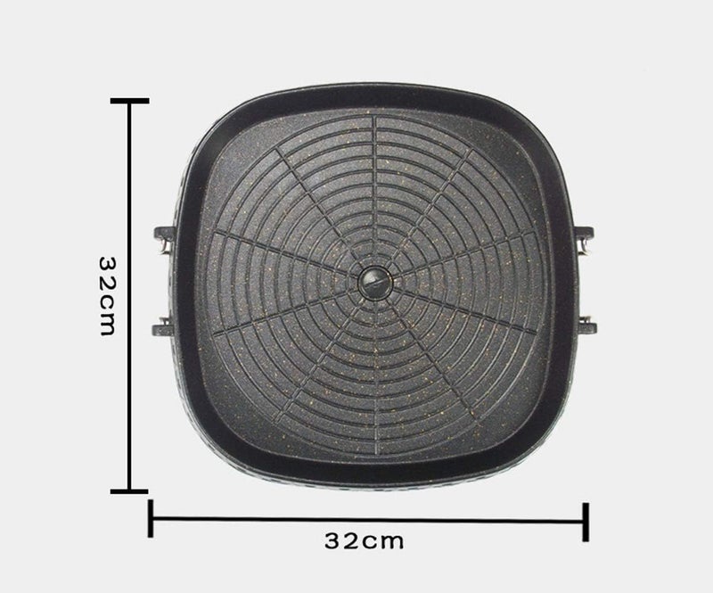 CHYIR Korean Style Square Grill Pan with Maifan Coated Surface,Non-stick Smokeless Barbecue Stovetop Plate for Indoor Outdoor BBQ - Image 3