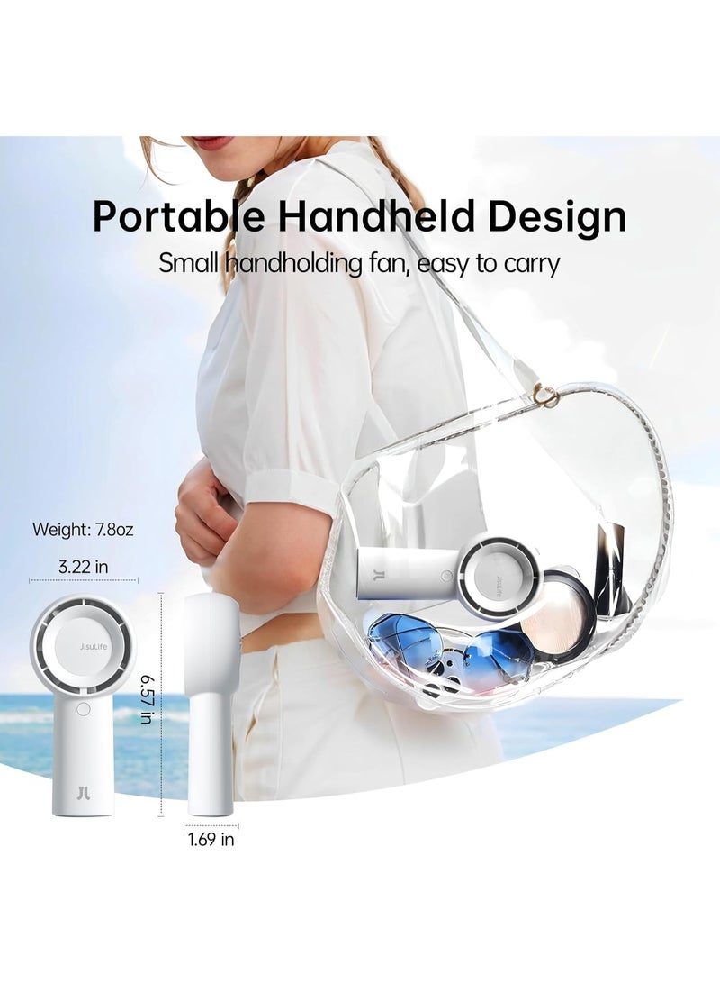 JISULIFE Handheld Portable Turbo Fan, Mini Portable Hand Fan, 4000mAh USB Rechargeable Personal Battery Operated Mini Small Pocket Fan with 5 Speeds for Home/Office/Travel/Outdoor/Vacation/Concerts - White - Image 4