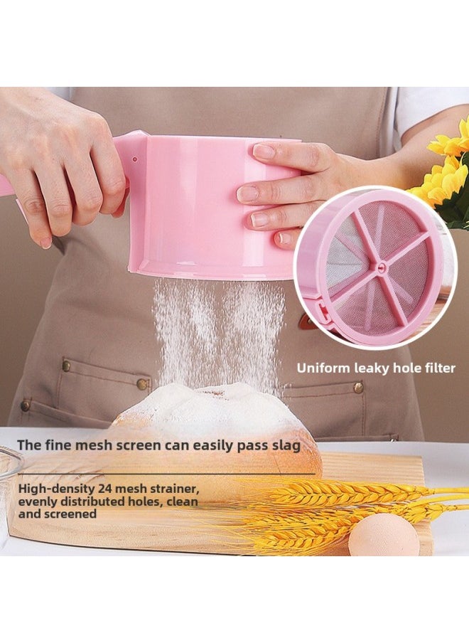 Generic - Plastic Semi-Automatic Cup-Shaped Stainless Steel Cover Kitchen Baking Tool Flour Sieve Filter Net Sieve Modern Simple Style-Specifications:semi-automatic Flour Sieve - Image 1