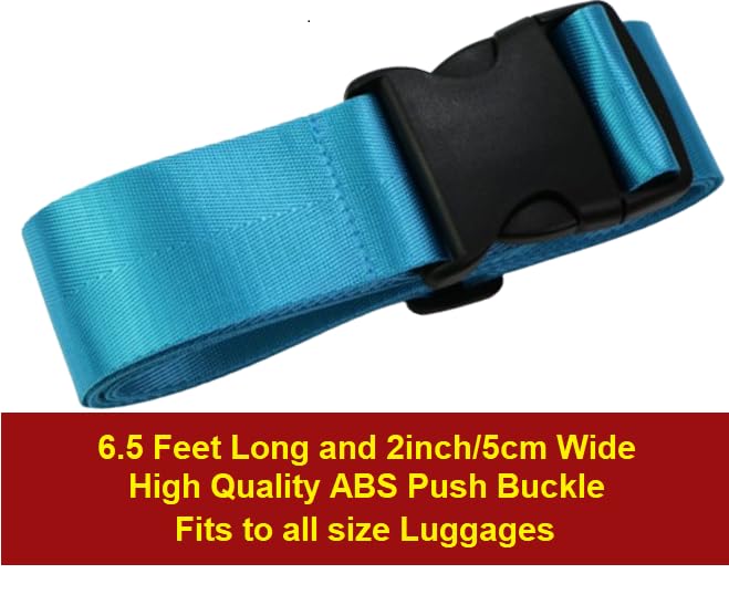 iCONY أحزمة حقائب iCONY 3 قطع (2" × 6.5 قدم لون) + 1 حزام أمتعة إضافي (1" × 20" أسود) مع إبزيم إطلاق سريع قابل للتعديل | إكسسوار فاخر لحقائب السفر | حزام حقيبة سفر | لون تركواز - Image 5