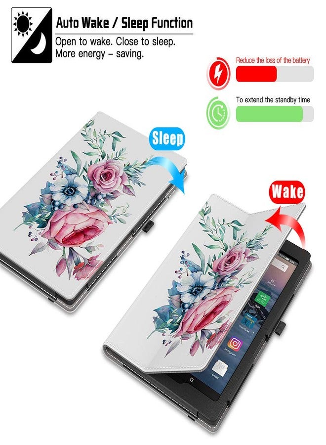 VORI Vori Case for All-New Amazon Fire HD 10 Tablet (7th Generation, 2017 Release) - Premium PU Leather Slim Fit Smart Stand Cover with Auto Wake/Sleep for Fire HD 10.1" Tablet, Peony - Image 3
