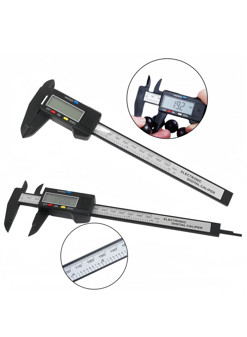 اعاره فرجار رقمي بشاشة LCD، زر تغيير سريع لتحويلات البوصة والكسور والمليمتر، فرجار رقمي 150 مم - Image 1